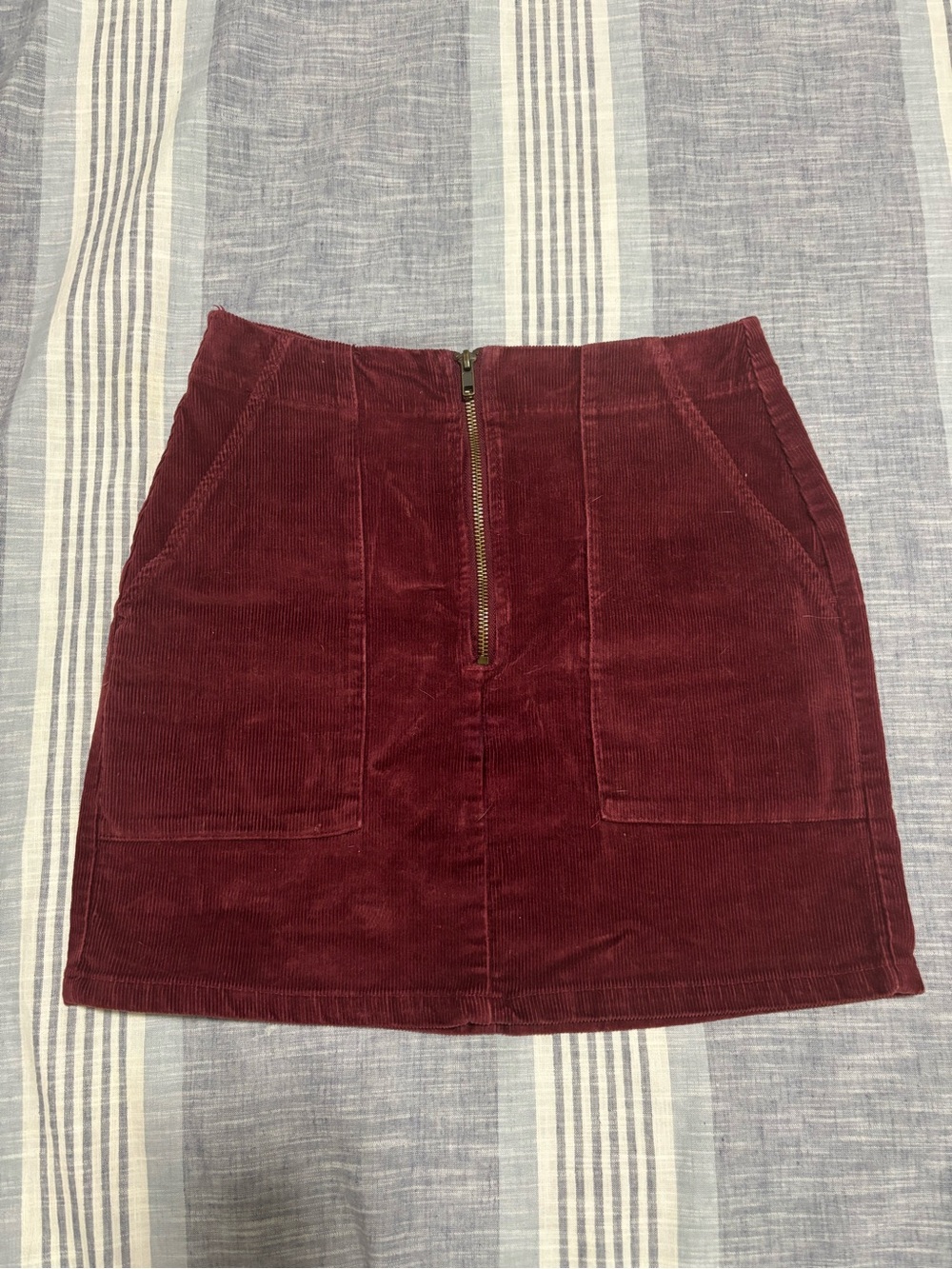 wild fable Corduroy Zip-Front Mini Skirt - Burgundy Red